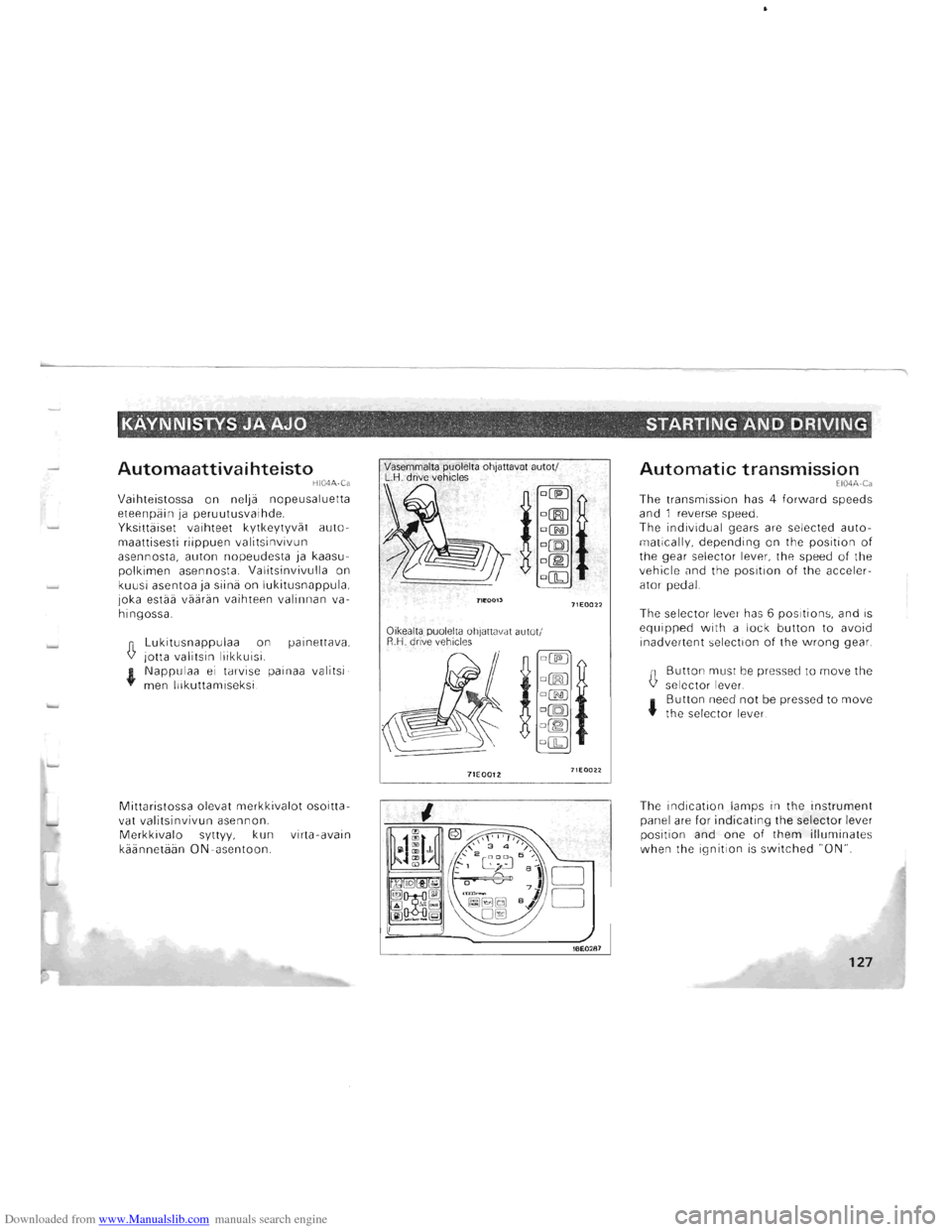 MITSUBISHI PAJERO 1996 2.G Owners Manual Downloaded from www.Manualslib.com manuals search engine • 
.~---------------------------- ----------------------------------------------------------------------------------------~--~, 
KAVNNISTYS J