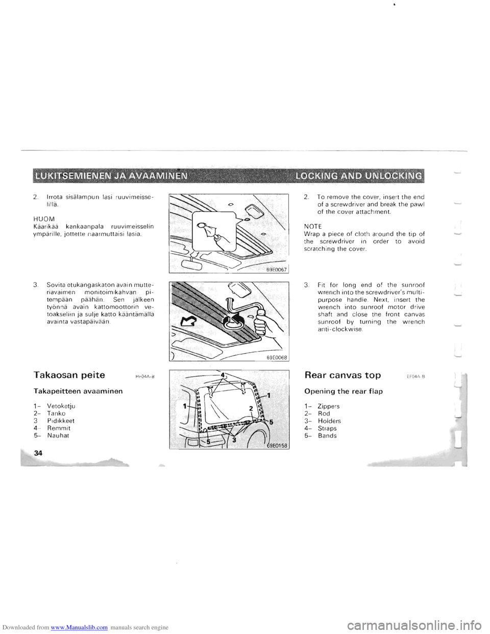 MITSUBISHI PAJERO 1996 2.G Owners Manual Downloaded from www.Manualslib.com manuals search engine ... • -<j 
tUKITSEMIENEN JA AVAAMINEN ,  .  .  LOCKING AND UNlO:CKiNG w"" . , •• ~  ~ ," " ~. I. I  •  1 ,  • ., ~,,.. \. ~: ~> 