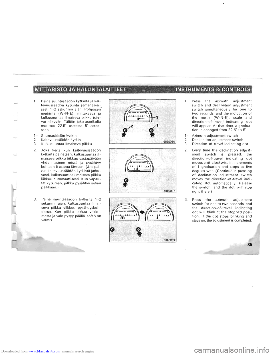 MITSUBISHI PAJERO 1996 2.G Manual PDF Downloaded from www.Manualslib.com manuals search engine MITTARISTO .JA HALLINTALAJnEET --_ ," II\ISTRUMENTS & CONTROtS.,
1. Paina suuntasaadbn kytkinta ja kal
tevuussaadbn kytkinta samanaikai
MITSUBISHI PAJERO 1996 2.G Manual PDF Downloaded from www.Manualslib.com manuals search engine MITTARISTO .JA HALLINTALAJnEET --_ ," II\ISTRUMENTS & CONTROtS.,
1. Paina suuntasaadbn kytkinta ja kal
tevuussaadbn kytkinta samanaikai