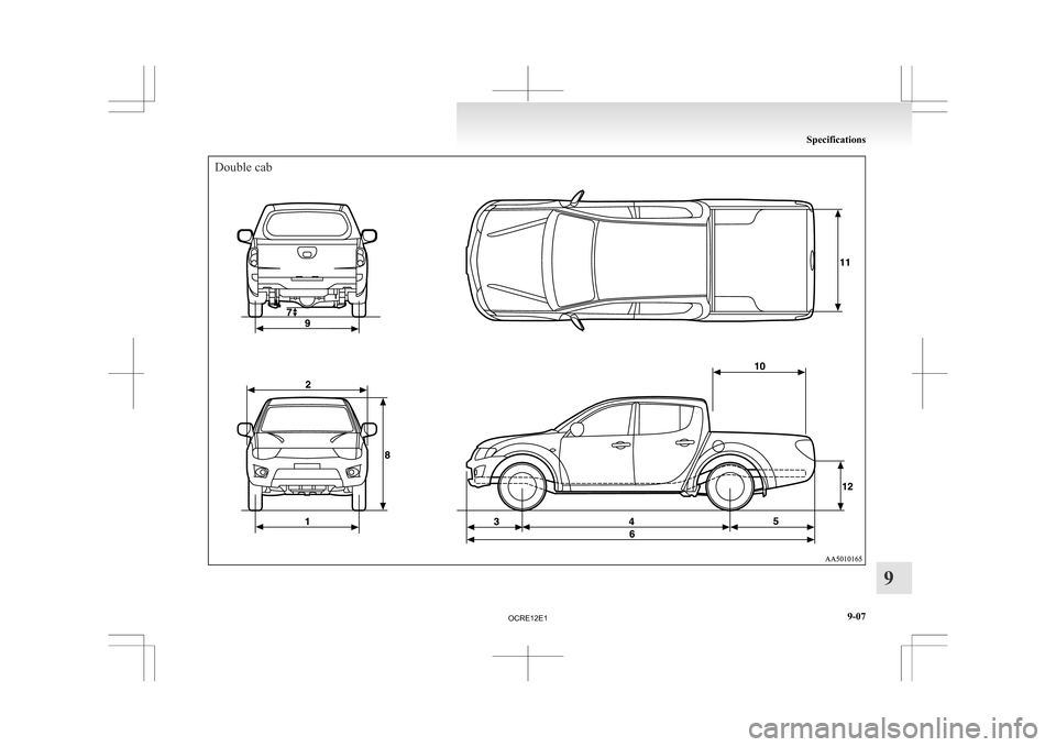 MITSUBISHI L200 2010 4.G Owners Manual Double cabSpecifications
9-07 9
OCRE12E1  