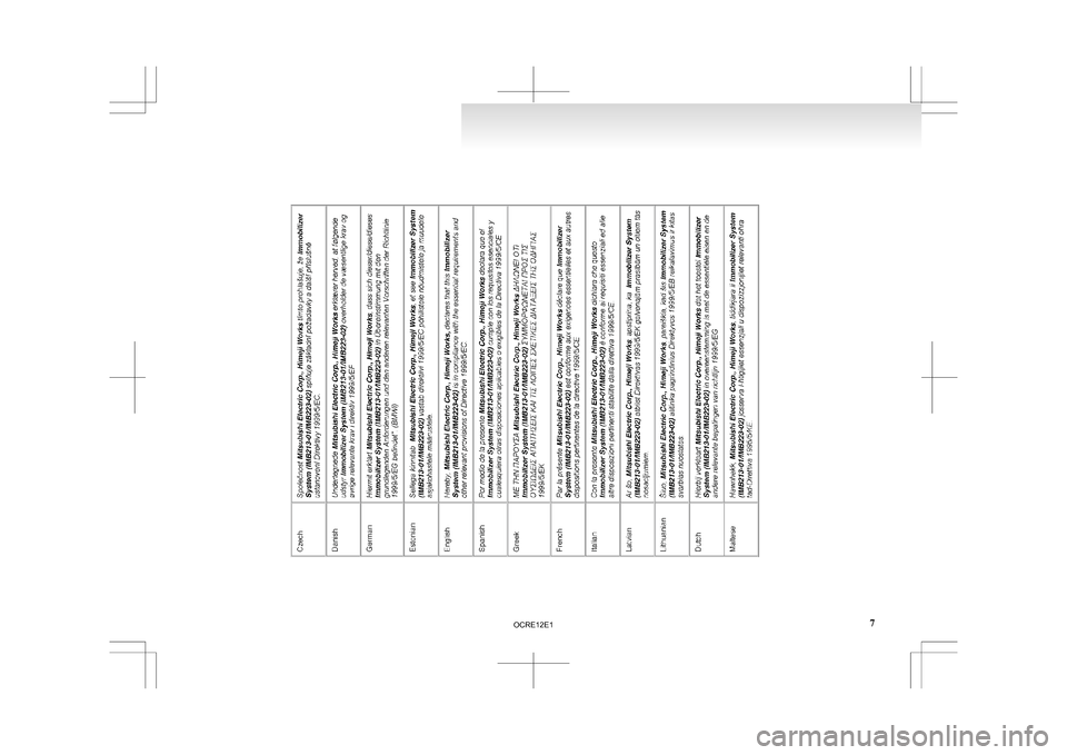 MITSUBISHI L200 2010 4.G Owners Manual 7
OCRE12E1  