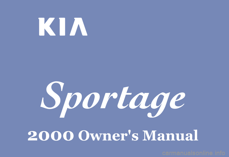 KIA Sportage 2000 K00 / 1.G Owners Manual 