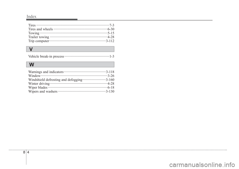 KIA Sedona 2008 2.G Owners Manual Index
4 8
Tires ·················································································7-3
Tires and wheels  KIA Sedona 2008 2.G Owners Manual Index
4 8
Tires ·················································································7-3
Tires and wheels Â