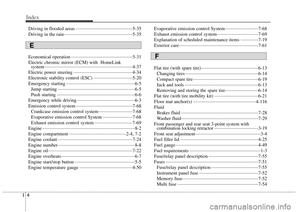 KIA Optima Hybrid 2012 3.G Owners Manual Index
4I
Driving in flooded areas ··················\
··················\
············5-35
Driving in the rain··················\
·· KIA Optima Hybrid 2012 3.G Owners Manual Index
4I
Driving in flooded areas ··················\
··················\
············5-35
Driving in the rain··················\
··