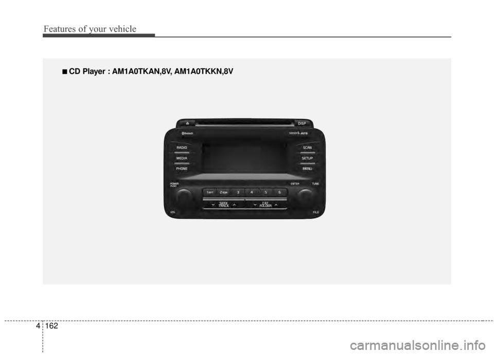 KIA Optima 2015 4.G Owners Manual Features of your vehicle
162
4
■
■  
 CD Player : AM1A0TKAN,8V, AM1A0TKKN,8V 