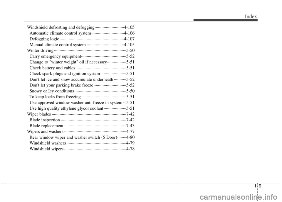 KIA Rio 2016 3.G Owners Manual I9
Index
Windshield defrosting and defogging··················\
········4-105Automatic climate control system ··················\
···········4-10