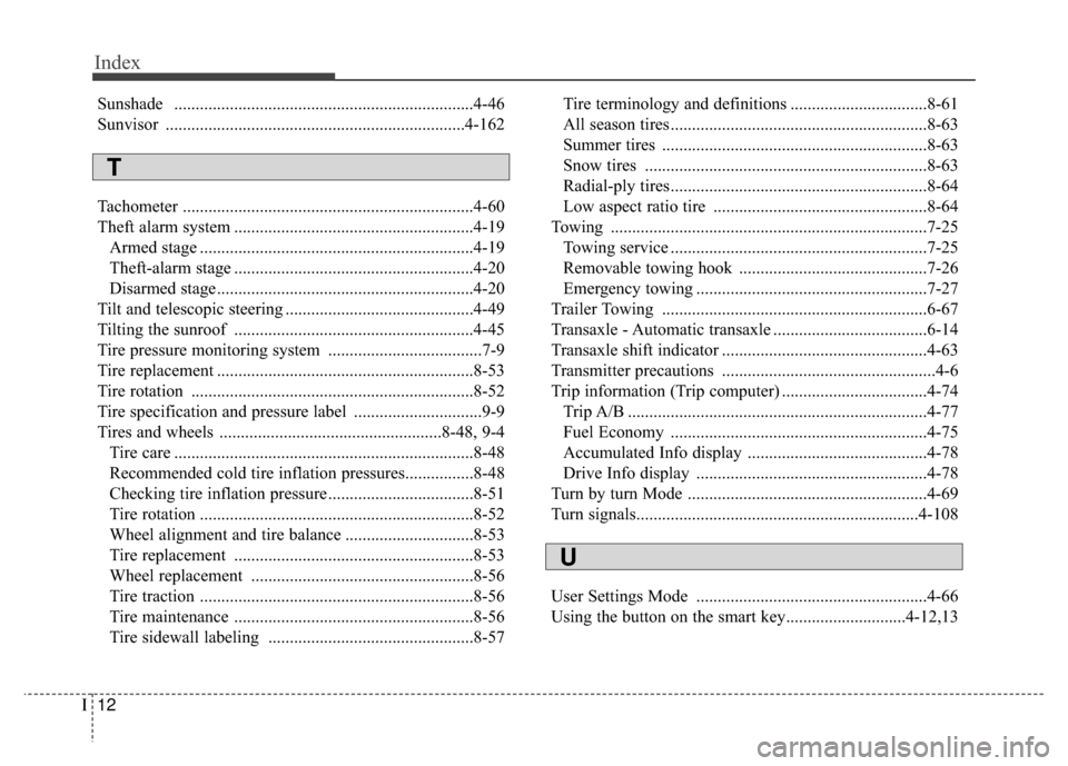 KIA Rondo 2017 3.G Owners Manual Index
12I
Sunshade ...............................................................\
.......4-46
Sunvisor ......................................................................4-\
162
Tachometer ...... KIA Rondo 2017 3.G Owners Manual Index
12I
Sunshade ...............................................................\
.......4-46
Sunvisor ......................................................................4-\
162
Tachometer ......