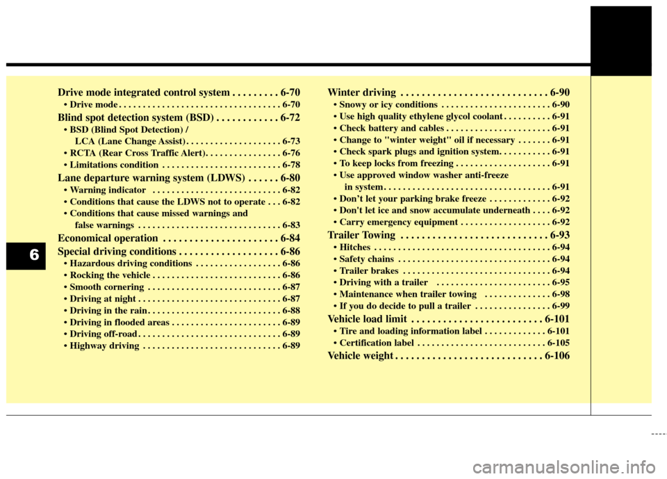 KIA Sportage 2017 QL / 4.G Owners Manual Drive mode integrated control system . . . . . . . . . 6-70
 mode . . . . . . . . . . . . . . . . . . . . . . . . . . . . . . . . . . 6-70\
Blind spot detection system (BSD) . . . . . . . . . . . . 6