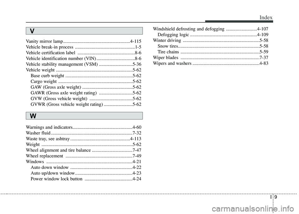 KIA PICANTO 2016 Owners Manual I9
Index
Vanity mirror lamp........................................................4-115
Vehicle break-in process ..................................................1-5
Vehicle certification label ... KIA PICANTO 2016 Owners Manual I9
Index
Vanity mirror lamp........................................................4-115
Vehicle break-in process ..................................................1-5
Vehicle certification label ...