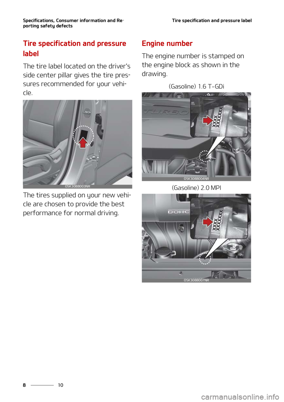 KIA SOUL 2022  Owners Manual �4�Q�F�D�J�G�J�D�B�U�J�P�O�T�
��$�P�O�T�V�N�F�S��J�O�G�P�S�N�B�U�J�P�O��B�O�E��3�F-
�Q�P�S�U�J�O�H��T�B�G�F�U�Z��E�F�G�F�D�U�T
��
�
�5�J�S�F��T�Q�F�D�J�G�J�D�B�U�J�P�O��B�O�E��Q�S�F�T�T�V�