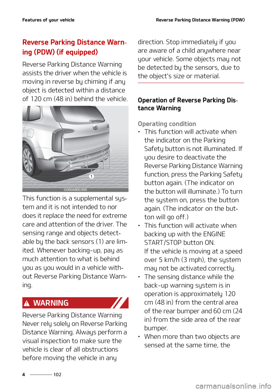 KIA TELLURIDE 2020  Owners Manual ��F�B�U�V�S�F�T��P�G��Z�P�V�S��W�F�I�J�D�M�F
��� �
�3�F�W�F�S�T�F��1�B�S�L�J�O�H��%�J�T�U�B�O�D�F��8�B�S�O�J�O�H��	�1�%�8�

�3�F�W�F�S�T�F��1�B�S�L�J�O�H��%�J�T�U�B�O�D�F��8�B�S�O-
�J�O