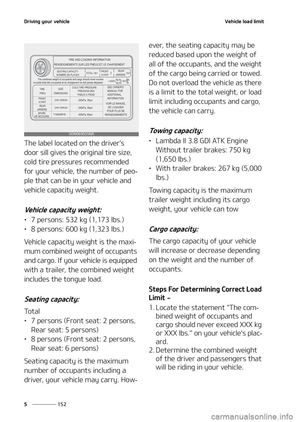 KIA TELLURIDE 2020  Owners Manual �%�S�J�W�J�O�H��Z�P�V�S��W�F�I�J�D�M�F
��� �
�7�F�I�J�D�M�F��M�P�B�E��M�J�N�J�U
�5�I�F��M�B�C�F�M��M�P�D�B�U�F�E��P�O��U�I�F��E�S�J�W�F�S��T�
�E�P�P�S��T�J�M�M��H�J�W�F�T��U�I�F��P�