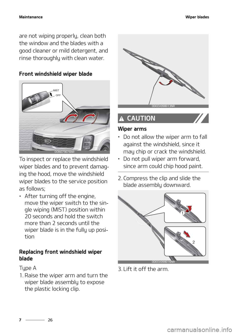 KIA TELLURIDE 2020  Owners Manual �.�B�J�O�U�F�O�B�O�D�F
�� �
�8�J�Q�F�S��C�M�B�E�F�T
�B�S�F��O�P�U��X�J�Q�J�O�H��Q�S�P�Q�F�S�M�Z�
��D�M�F�B�O��C�P�U�I�
�U�I�F��X�J�O�E�P�X��B�O�E��U�I�F��C�M�B�E�F�T��X�J�U�I��B�
�H�P