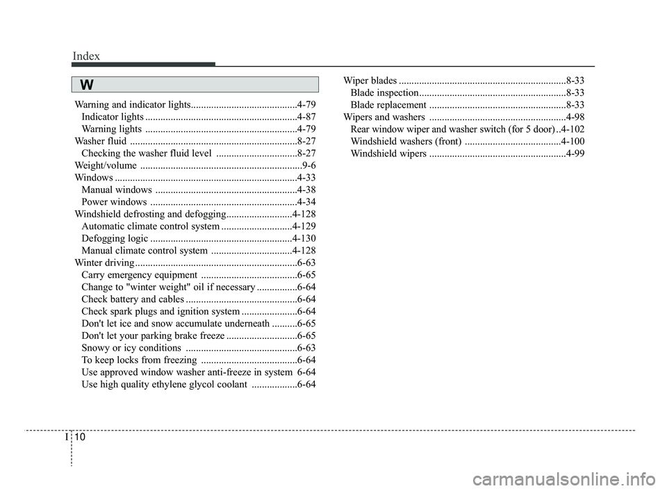 KIA RIO 2019 Owners Manual Index
10I
Warning and indicator lights..........................................4-79Indicator lights ............................................................4-87
Warning lights ................... KIA RIO 2019 Owners Manual Index
10I
Warning and indicator lights..........................................4-79Indicator lights ............................................................4-87
Warning lights ...................