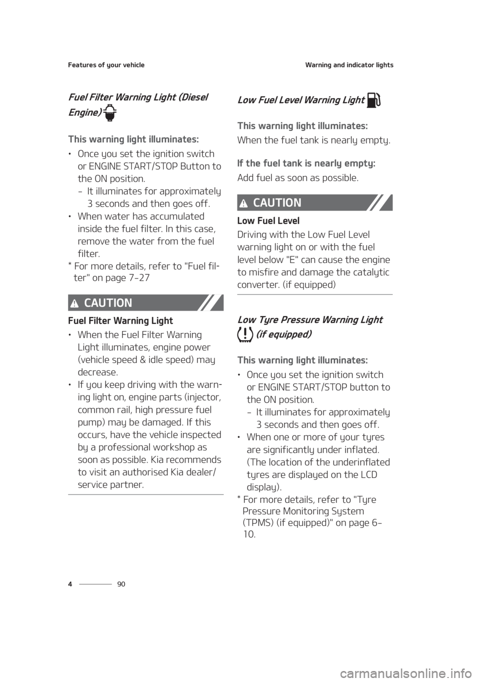 KIA SEDONA 2021  Owners Manual ��F�B�U�V�S�F�T��P�G��Z�P�V�S��W�F�I�J�D�M�F
�� �
�8�B�S�O�J�O�H��B�O�E��J�O�E�J�D�B�U�P�S��M�J�H�I�U�T
��V�F�M���J�M�U�F�S��8�B�S�O�J�O�H��-�J�H�I�U��	�%�J�F�T�F�M�
�&�O�H�J�O�F�
�
