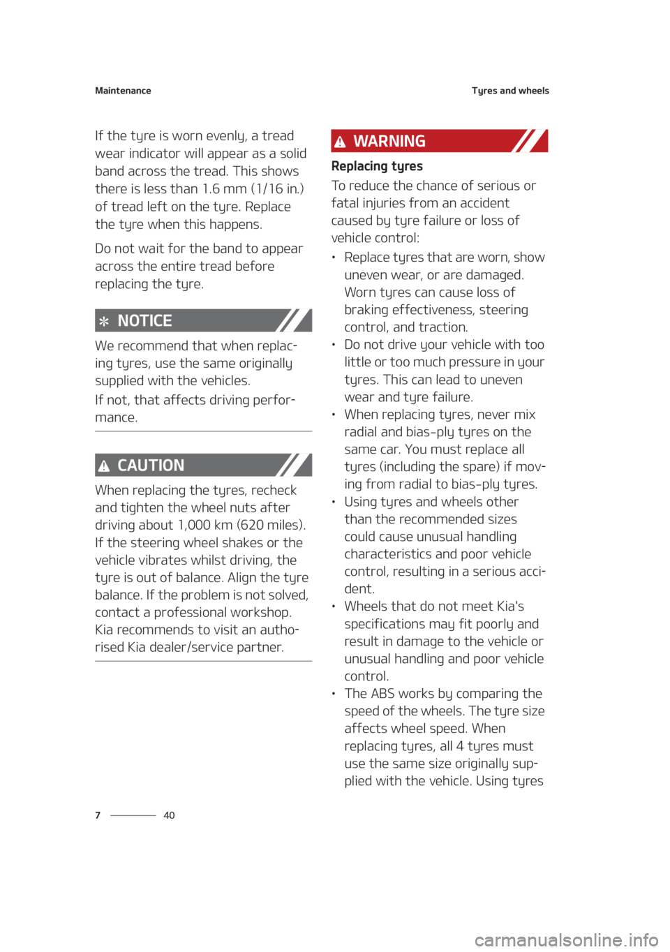 KIA SEDONA 2021  Owners Manual �.�B�J�O�U�F�O�B�O�D�F
�� �
�5�Z�S�F�T��B�O�E��X�I�F�F�M�T
�*�G��U�I�F��U�Z�S�F��J�T��X�P�S�O��F�W�F�O�M�Z�
��B��U�S�F�B�E�
�X�F�B�S��J�O�E�J�D�B�U�P�S��X�J�M�M��B�Q�Q�F�B�S��B�T��B�