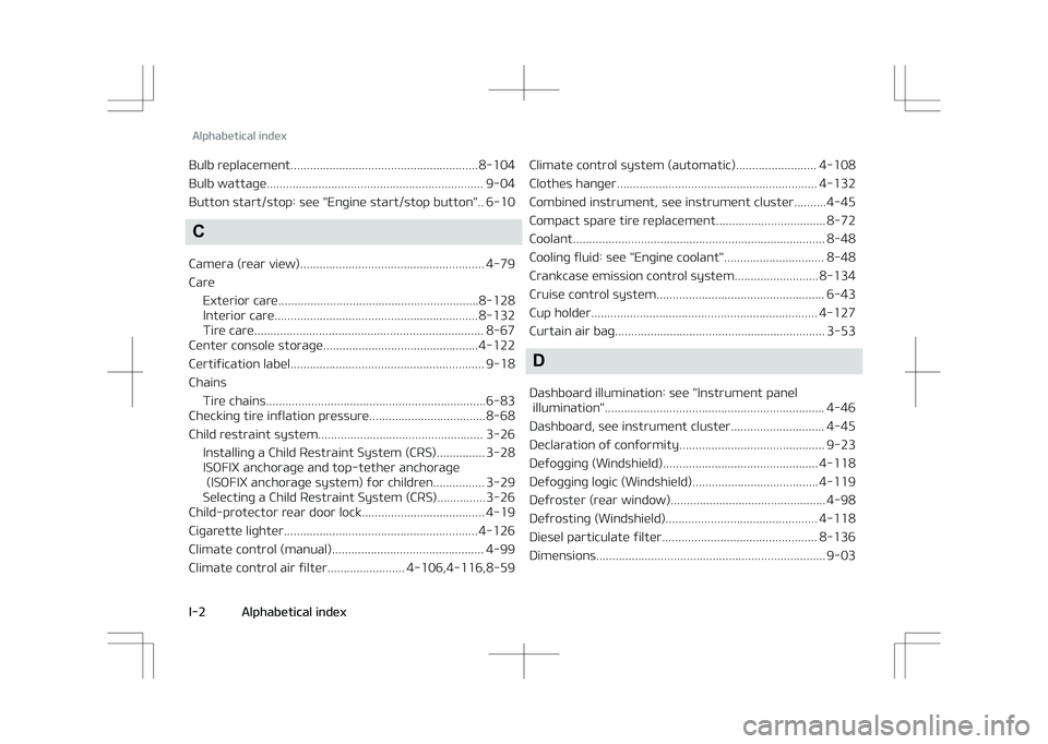 KIA STONIC 2018 Owners Manual Bulb replacement..........................................................8-104
Bulb wattaþe................................................................... 9-04
Button start/stop: see "Enþi KIA STONIC 2018 Owners Manual Bulb replacement..........................................................8-104
Bulb wattaþe................................................................... 9-04
Button start/stop: see "Enþi