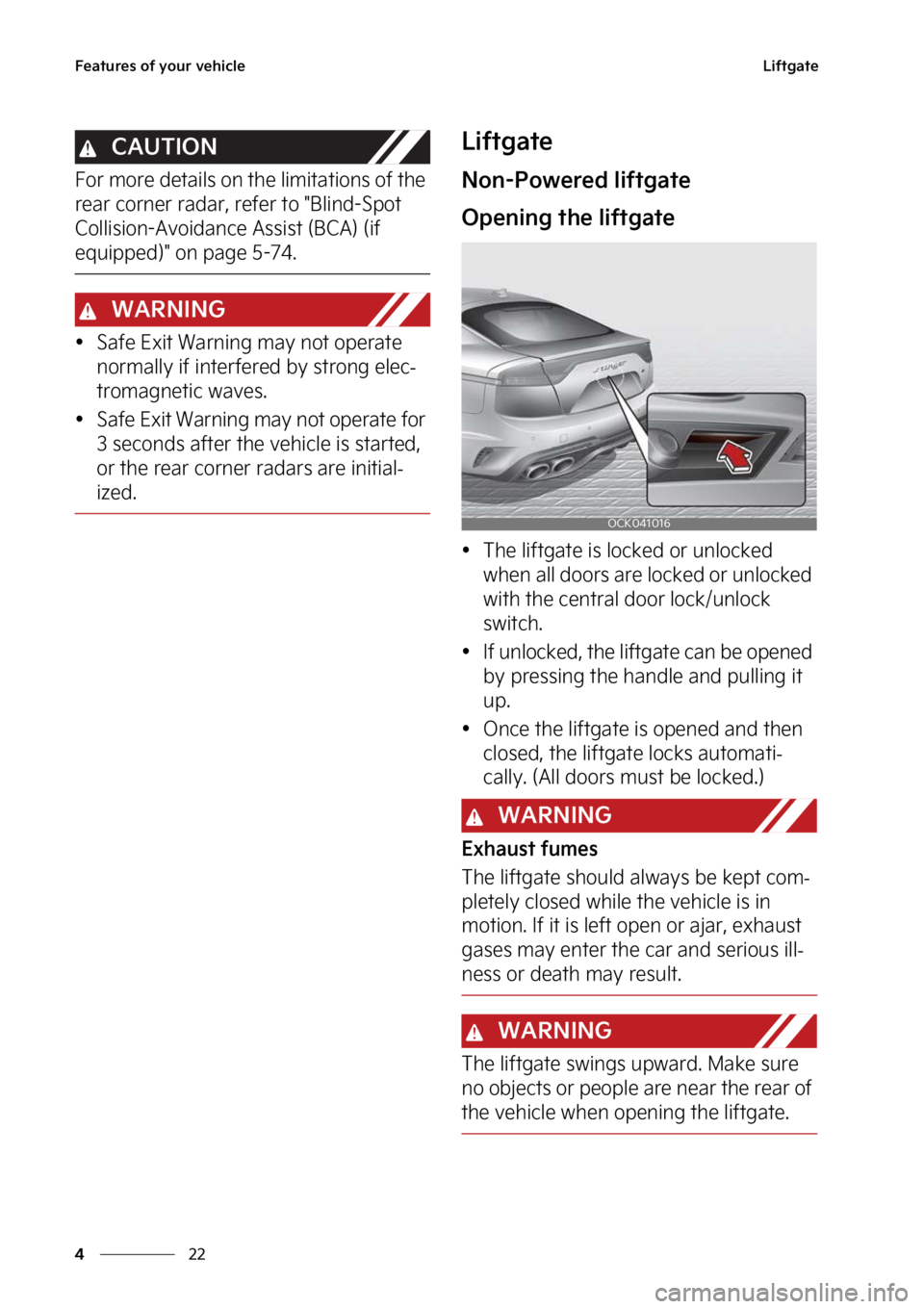 KIA STINGER 2023  Owners Manual ��F�B�U�V�S�F�T��P�G��Z�P�V�S��W�F�I�J�D�M�F
��
�
�-�J�G�U�H�B�U�F
�$�"�6�5�*�0�/
��P�S��N�P�S�F��E�F�U�B�J�M�T��P�O��U�I�F��M�J�N�J�U�B�U�J�P�O�T��P�G��U�I�F�
�S�F�B�S��D�P�S�O�F�S�