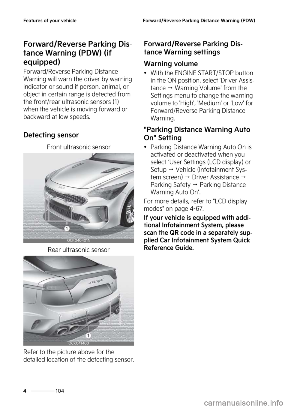 KIA STINGER 2023  Owners Manual ��F�B�U�V�S�F�T��P�G��Z�P�V�S��W�F�I�J�D�M�F
���
�
��P�S�X�B�S�E��3�F�W�F�S�T�F��1�B�S�L�J�O�H��%�J�T�U�B�O�D�F��8�B�S�O�J�O�H��	�1�%�8�

��P�S�X�B�S�E��3�F�W�F�S�T�F��1�B�S�L�J�O�H�