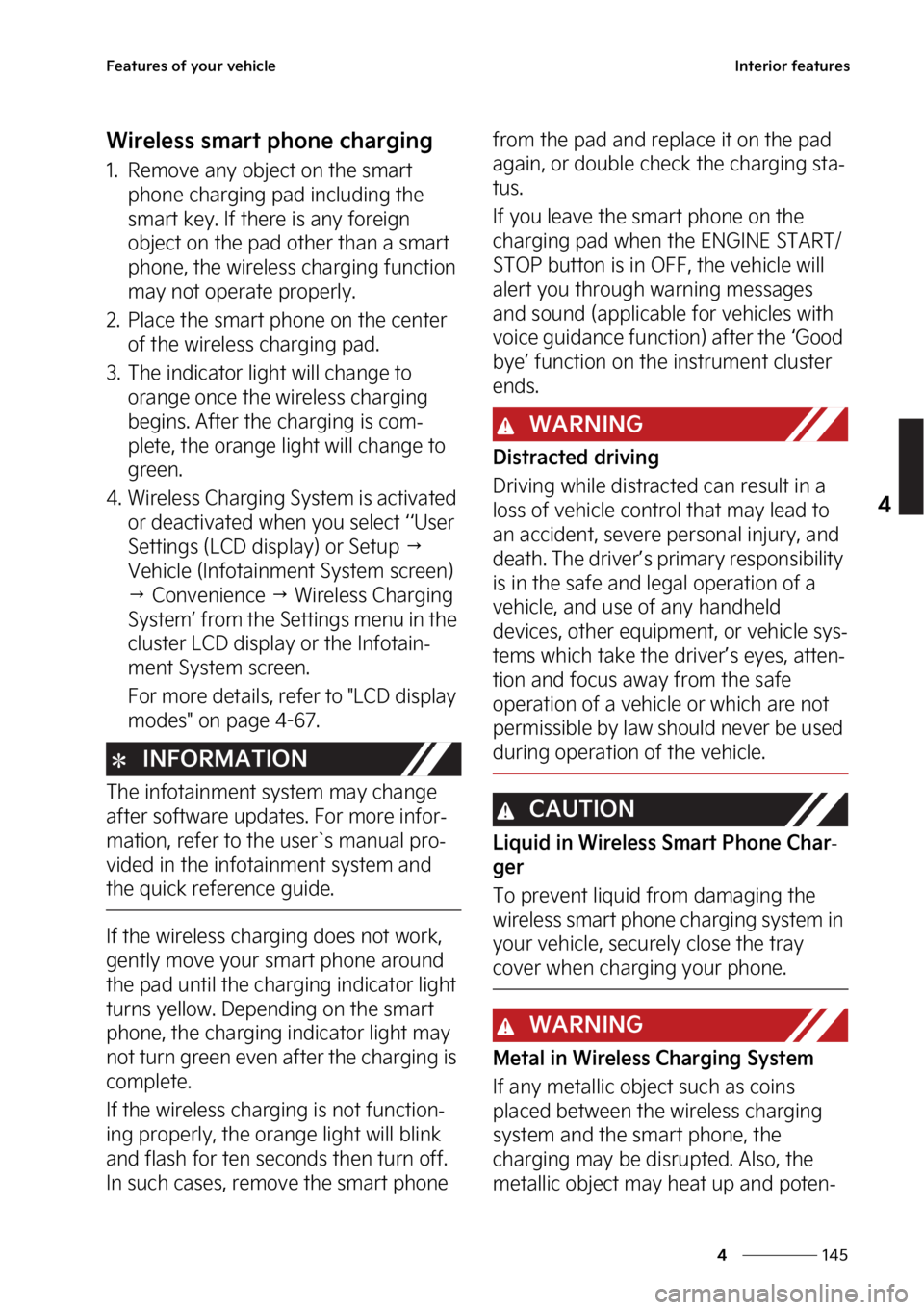 KIA STINGER 2023  Owners Manual ���
�
�
��F�B�U�V�S�F�T��P�G��Z�P�V�S��W�F�I�J�D�M�F�*�O�U�F�S�J�P�S��G�F�B�U�V�S�F�T
�8�J�S�F�M�F�T�T��T�N�B�S�U��Q�I�P�O�F��D�I�B�S�H�J�O�H
�� �3�F�N�P�W�F��B�O�Z��P�C�K�F�D�U��P�O