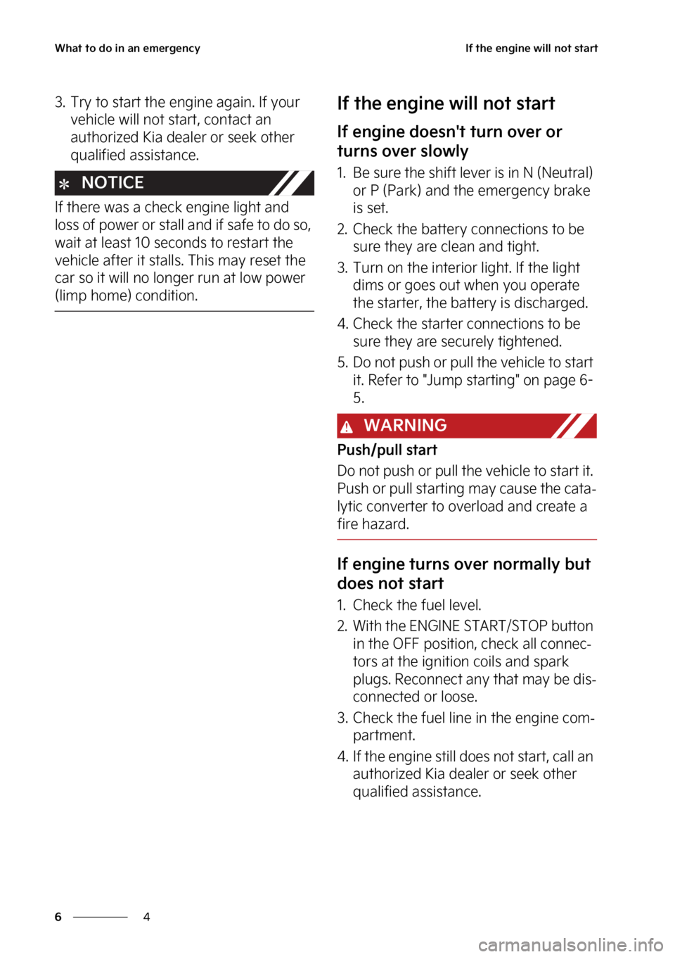 KIA STINGER 2023  Owners Manual �8�I�B�U��U�P��E�P��J�O��B�O��F�N�F�S�H�F�O�D�Z
�
�
�*�G��U�I�F��F�O�H�J�O�F��X�J�M�M��O�P�U��T�U�B�S�U
�� �5�S�Z��U�P��T�U�B�S�U��U�I�F��F�O�H�J�O�F��B�H�B�J�O���*�G��Z�P�V�S�
