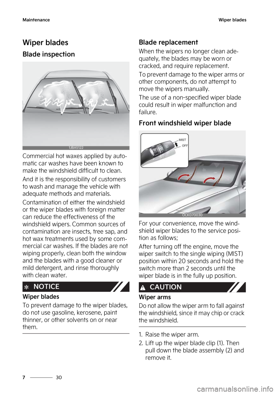 KIA STINGER 2023  Owners Manual �.�B�J�O�U�F�O�B�O�D�F
��
�
�8�J�Q�F�S��C�M�B�E�F�T
�8�J�Q�F�S��C�M�B�E�F�T
�#�M�B�E�F��J�O�T�Q�F�D�U�J�P�O
�$�P�N�N�F�S�D�J�B�M��I�P�U��X�B�Y�F�T��B�Q�Q�M�J�F�E��C�Z��B�V�U�P-
�N�B�U�J�D�