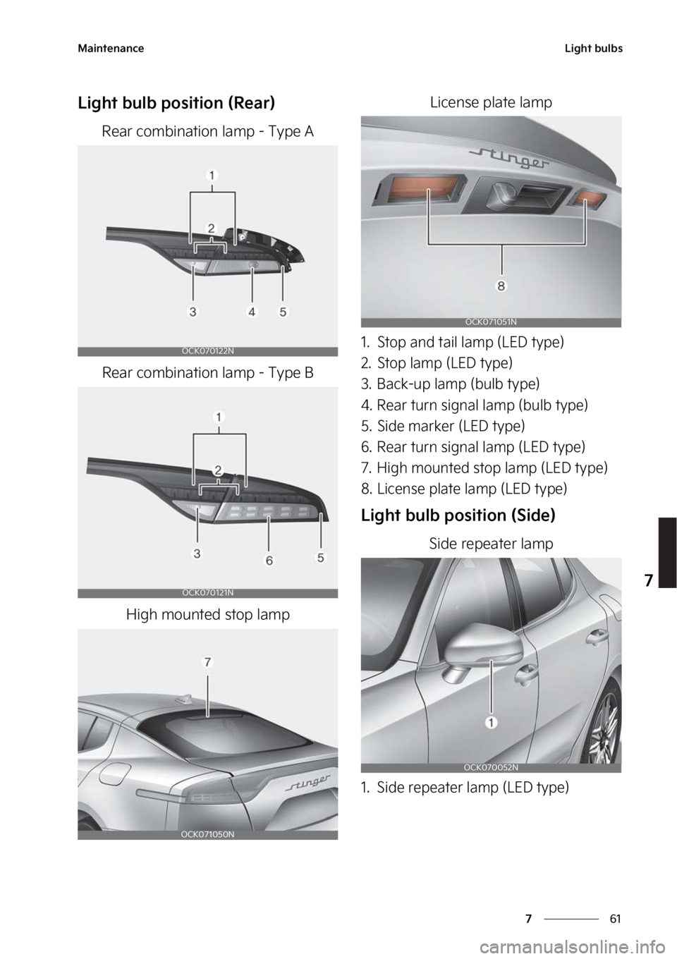 KIA STINGER 2023  Owners Manual ��
�
�
�.�B�J�O�U�F�O�B�O�D�F�-�J�H�I�U��C�V�M�C�T
�-�J�H�I�U��C�V�M�C��Q�P�T�J�U�J�P�O��	�3�F�B�S�

�3�F�B�S��D�P�N�C�J�O�B�U�J�P�O��M�B�N�Q����5�Z�Q�F��"�3�F�B�S��D�P�N�C�J�O�B�U�J�P�