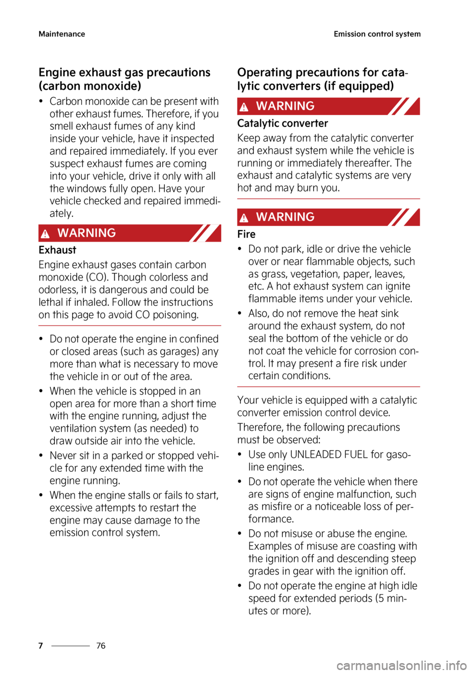KIA STINGER 2023  Owners Manual �.�B�J�O�U�F�O�B�O�D�F
��
�
�&�N�J�T�T�J�P�O��D�P�O�U�S�P�M��T�Z�T�U�F�N
�&�O�H�J�O�F��F�Y�I�B�V�T�U��H�B�T��Q�S�F�D�B�V�U�J�P�O�T�
�	�D�B�S�C�P�O��N�P�O�P�Y�J�E�F�


