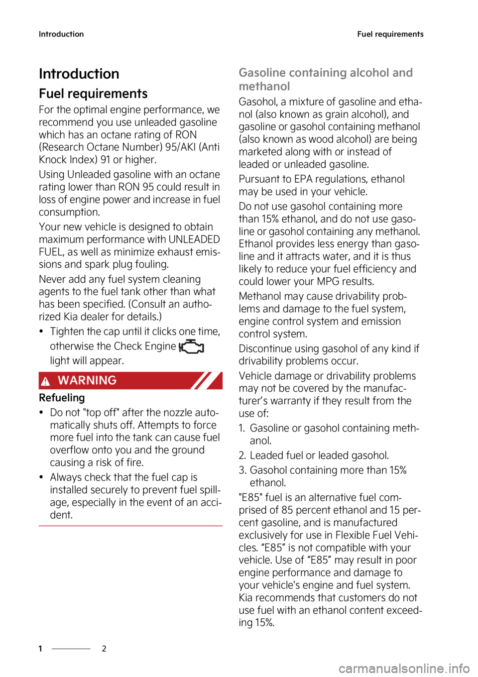 KIA STINGER 2023  Owners Manual �*�O�U�S�P�E�V�D�U�J�P�O
�
�
��V�F�M��S�F�R�V�J�S�F�N�F�O�U�T
�*�O�U�S�P�E�V�D�U�J�P�O
��V�F�M��S�F�R�V�J�S�F�N�F�O�U�T
��P�S��U�I�F��P�Q�U�J�N�B�M��F�O�H�J�O�F��Q�F�S�G�P�S�N�B�O�D�F�
��X