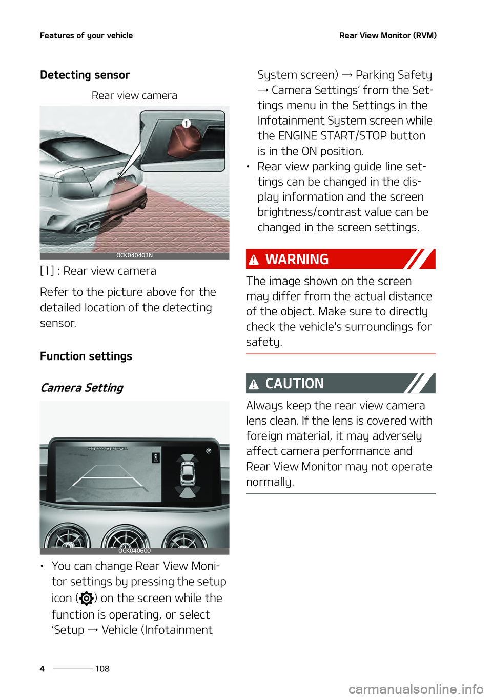 KIA STINGER 2022  Owners Manual ��F�B�U �V�S�F�T� �P�G��Z �P�V �S��W �F�I�J�D�M�F
���
�
�3 �F�B�S��7 �J�F�X��. �P�O�J�U�P�S� �	�3�7�.�

�% �F�U�F�D�U�J�O�H� �T�F�O�T�P�S
�3�F�B�S��W�J�F�X��D�B�N�F�S�B
�<��>��� �3�F