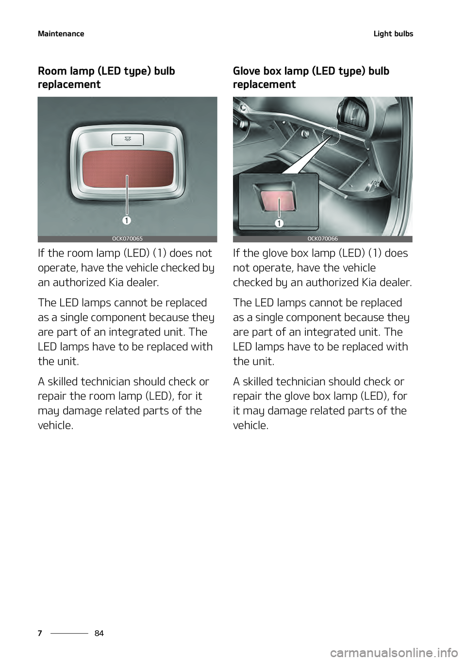 KIA STINGER 2022  Owners Manual �.�B�J�O�U�F�O�B�O�D�F
��
�
�- �J�H�I�U ��C �V �M�C�T
�3 �P�P�N ��M�B�N �Q��	�-�&�%��U �Z�Q�F�
 ��C �V �M�C�
�S�F�Q�M�B�D�F �N�F�O�U
�*�G��U�I�F��S�P�P�N��M�B�N�Q��	�-�& �%�
��	��
��E�