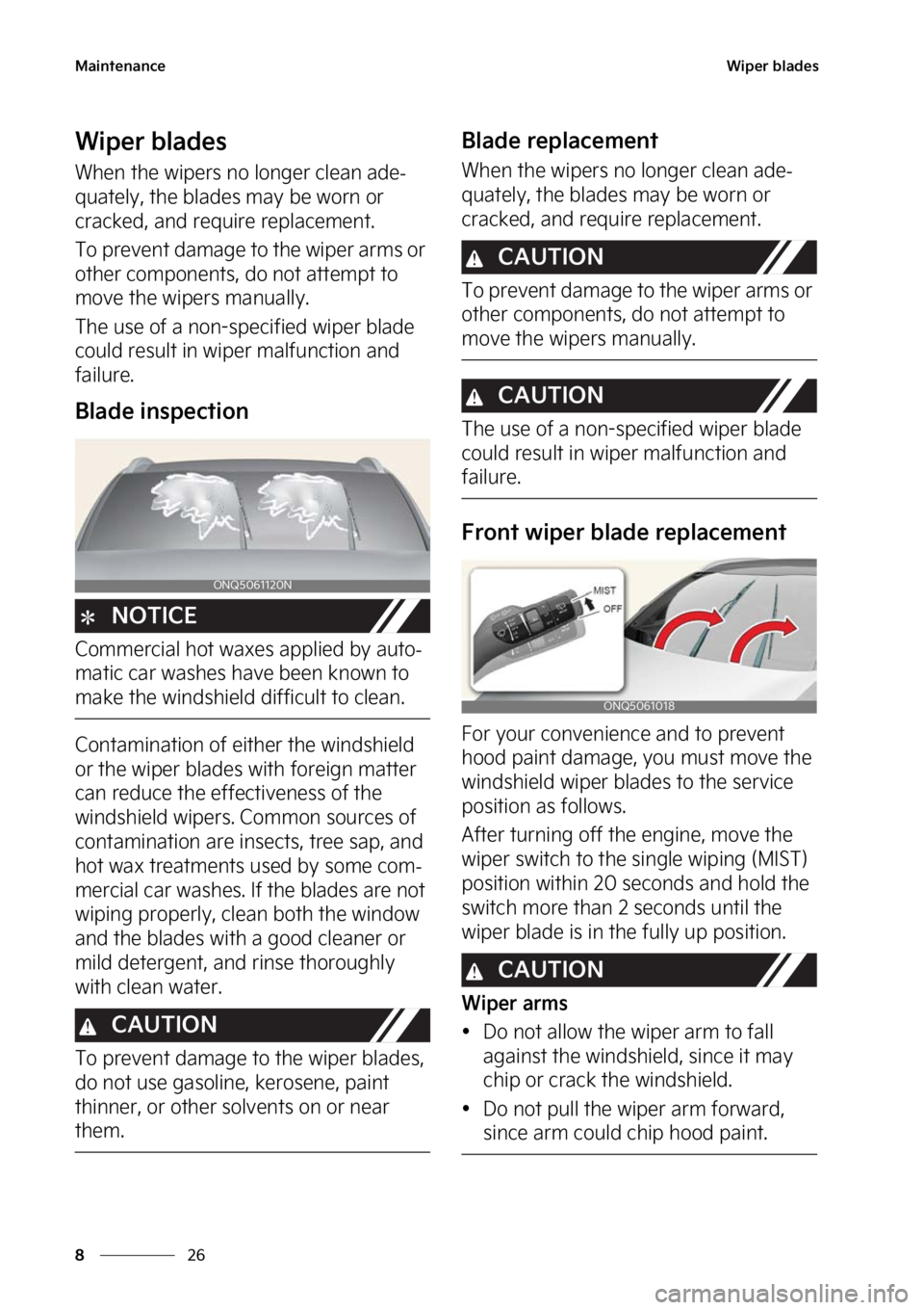 KIA SPORTAGE HYBRID 2023  Owners Manual �.�B�J�O�U�F�O�B�O�D�F
��
�
�8�J�Q�F�S��C�M�B�E�F�T
�8�J�Q�F�S��C�M�B�E�F�T
�8�I�F�O��U�I�F��X�J�Q�F�S�T��O�P��M�P�O�H�F�S��D�M�F�B�O��B�E�F-
�R�V�B�U�F�M�Z�
��U�I�F��C�M�B�E�F�T��N�B�Z�