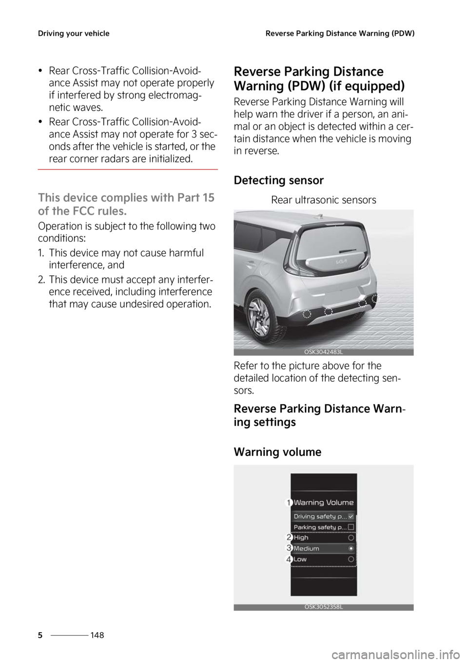KIA SOUL 2023  Owners Manual �%�S�J�W�J�O�H��Z�P�V�S��W�F�I�J�D�M�F
���
�
�3�F�W�F�S�T�F��1�B�S�L�J�O�H��%�J�T�U�B�O�D�F��8�B�S�O�J�O�H��	�1�%�8�

