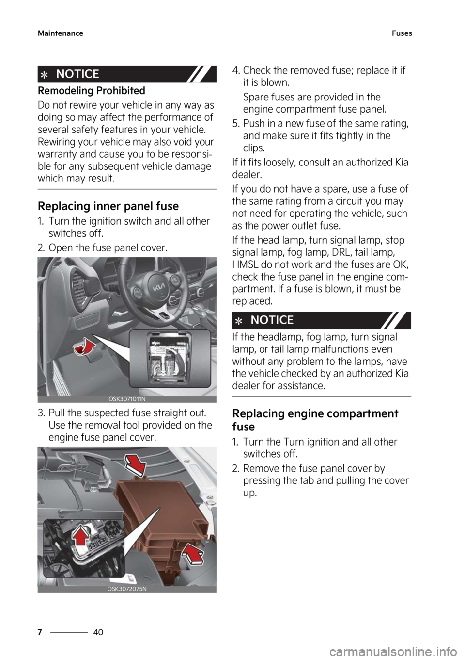 KIA SOUL 2023  Owners Manual �.�B�J�O�U�F�O�B�O�D�F
��
�
��V�T�F�T
�/�0�5�*�$�&
�3�F�N�P�E�F�M�J�O�H��1�S�P�I�J�C�J�U�F�E
�%�P��O�P�U��S�F�X�J�S�F��Z�P�V�S��W�F�I�J�D�M�F��J�O��B�O�Z��X�B�Z��B�T�
�E�P�J�O�H��T�P��