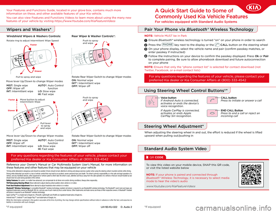 KIA SOUL 2020  Quick Start Guide Base Audio 