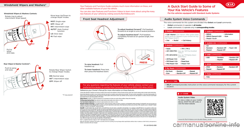 KIA SOUL 2015  Quick Start Guide Base Audio 