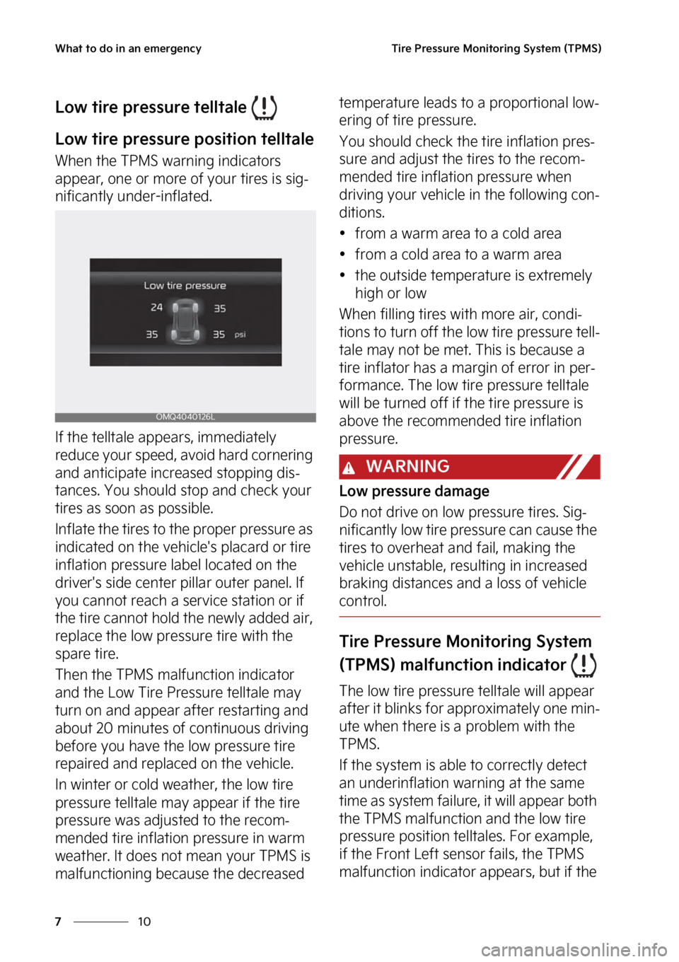 KIA SORENTO PHEV 2023  Owners Manual �8�I�B�U��U�P��E�P��J�O��B�O��F�N�F�S�H�F�O�D�Z
��
�
�5�J�S�F��1�S�F�T�T�V�S�F��.�P�O�J�U�P�S�J�O�H��4�Z�T�U�F�N��	�5�1�.�4�

�-�P�X��U�J�S�F��Q�S�F�T�T�V�S�F��U�F�M�M�U�B�M�F�
�-�P�X�
