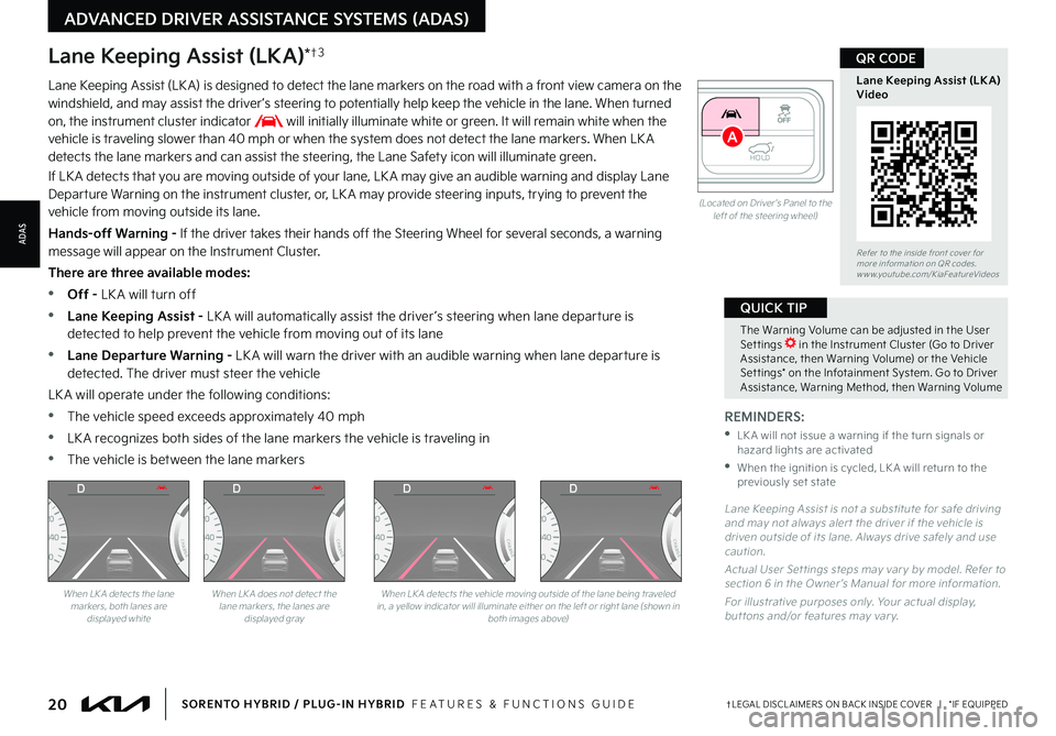KIA SORENTO PHEV 2023 Features and Functions Guide 20†LEGAL DISCL AIMERS ON BACK INSIDE COVER | *IF EQUIPPEDSORENTO HYBRID / PLUG-IN HYBRID FEATURES & FUNCTIONS GUIDE
HOLD
(Located on Driver ’s Panel to the left of the steering wheel)
Refer t KIA SORENTO PHEV 2023 Features and Functions Guide 20†LEGAL DISCL AIMERS ON BACK INSIDE COVER | *IF EQUIPPEDSORENTO HYBRID / PLUG-IN HYBRID FEATURES & FUNCTIONS GUIDE
HOLD
(Located on Driver ’s Panel to the left of the steering wheel)
Refer t