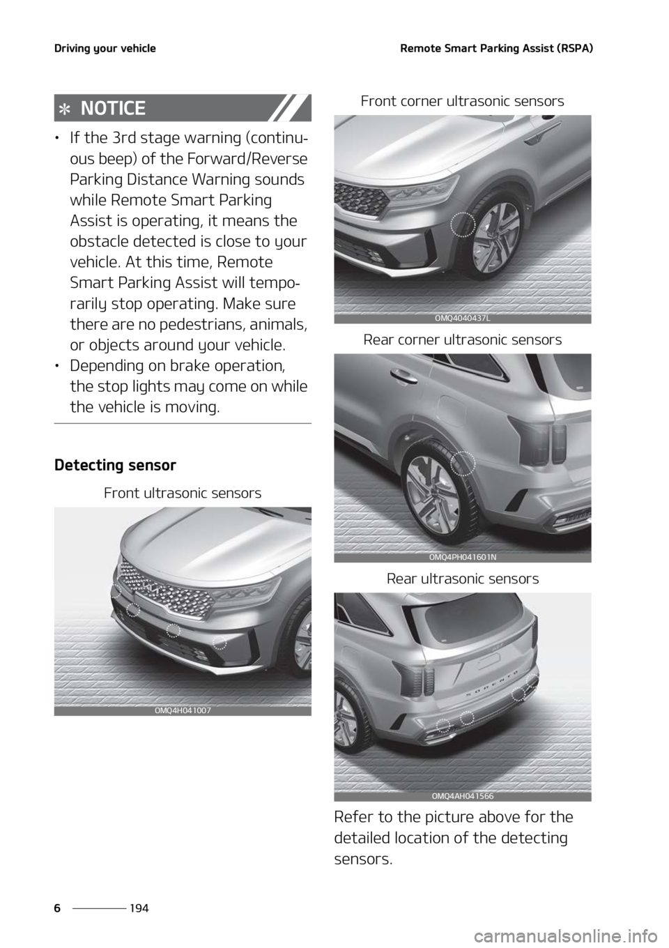 KIA SORENTO PHEV 2022  Owners Manual �%�S�J�W�J�O�H��Z�P�V�S��W�F�I�J�D�M�F
���
�
�3�F�N�P�U�F��4�N�B�S�U��1�B�S�L�J�O�H��"�T�T�J�T�U��	�3�4�1�"�

�/�0�5�*�$�&
LÜ �*�G��U�I�F���S�E��T�U�B�H�F��X�B�S�O�J�O�H��	�D�P�O�U�J�
