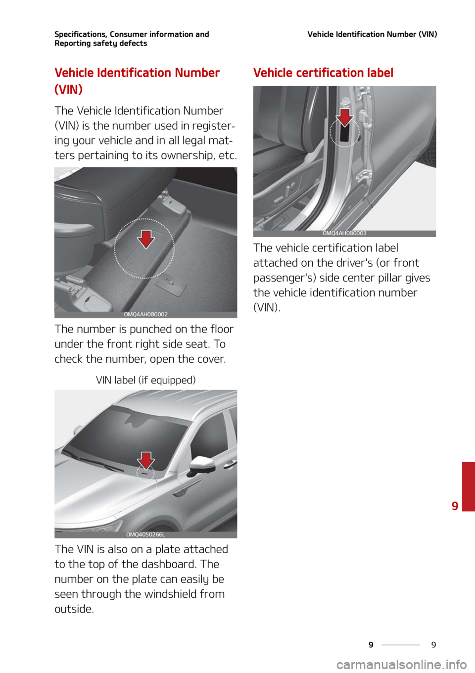 KIA SORENTO HYBRID 2021  Owners Manual �
�
�
�4�Q�F�D�J�G�J�D�B�U�J�P�O�T�
��$�P�O�T�V�N�F�S��J�O�G�P�S�N�B�U�J�P�O��B�O�E�
�3�F�Q�P�S�U�J�O�H��T�B�G�F�U�Z��E�F�G�F�D�U�T�7�F�I�J�D�M�F��*�E�F�O�U�J�G�J�D�B�U�J�P�O��/�V�N�C�F�S�