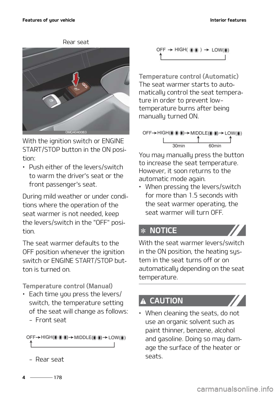 KIA SORENTO 2022  Owners Manual ��F�B�U�V�S�F�T��P�G��Z�P�V�S��W�F�I�J�D�M�F
���
�
�*�O�U�F�S�J�P�S��G�F�B�U�V�S�F�T
�3�F�B�S��T�F�B�U
�8�J�U�I��U�I�F��J�H�O�J�U�J�P�O��T�X�J�U�D�I��P�S��&�/�(�*�/�&�
�4�5�"�3�5��4�5