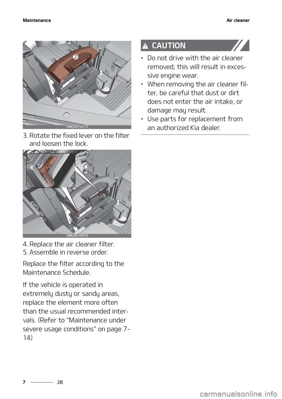 KIA SORENTO 2022  Owners Manual �.�B�J�O�U�F�O�B�O�D�F
��
�
�"�J�S��D�M�F�B�O�F�S
�� �3�P�U�B�U�F��U�I�F��G�J�Y�F�E��M�F�W�F�S��P�O��U�I�F��G�J�M�U�F�S�
�B�O�E��M�P�P�T�F�O��U�I�F��M�P�D�L�
�� �3�F�Q�M�B�D�F��U�I