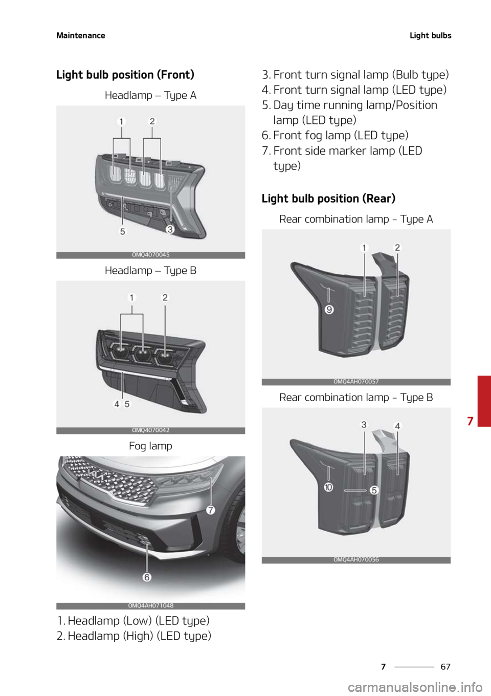 KIA SORENTO 2022  Owners Manual ��
�
�
�.�B�J�O�U�F�O�B�O�D�F�-�J�H�I�U��C�V�M�C�T
�-�J�H�I�U��C�V�M�C��Q�P�T�J�U�J�P�O��	��S�P�O�U�

�)�F�B�E�M�B�N�Q�LÍ��5�Z�Q�F��"
�)�F�B�E�M�B�N�Q� LÍ��5�Z�Q�F��#
��P�H��M�B�N�Q