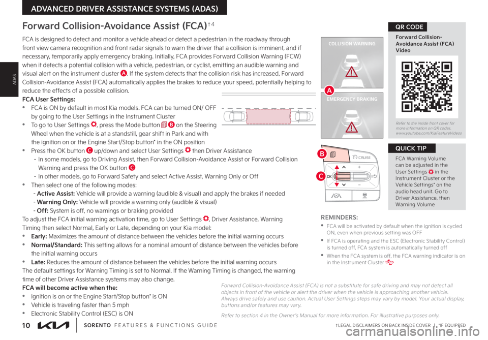 KIA SORENTO 2022 Features and Functions Guide 10†LEGAL DISCL AIMERS ON BACK INSIDE COVER | *IF EQUIPPEDSORENTO FEATURES & FUNCTIONS GUIDE
OK
MODE
OKCRUISE
MODE
OKOK
OKOK
OKOK
OKOK
CRUISE
CRUISECRUISE
CRUISECRUISE
CRUISECRUISE
CRUISECRU KIA SORENTO 2022 Features and Functions Guide 10†LEGAL DISCL AIMERS ON BACK INSIDE COVER | *IF EQUIPPEDSORENTO FEATURES & FUNCTIONS GUIDE
OK
MODE
OKCRUISE
MODE
OKOK
OKOK
OKOK
OKOK
CRUISE
CRUISECRUISE
CRUISECRUISE
CRUISECRUISE
CRUISECRU