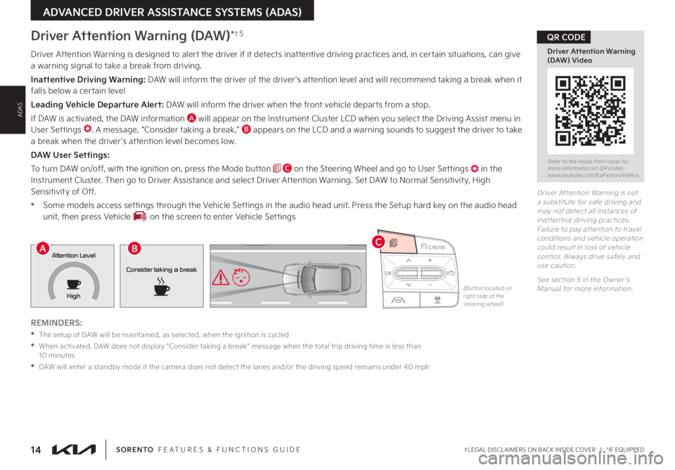 KIA SORENTO 2022 Features and Functions Guide 14†LEGAL DISCL AIMERS ON BACK INSIDE COVER | *IF EQUIPPEDSORENTO FEATURES & FUNCTIONS GUIDE
OK
MODE
OKCRUISE
MODE
OKOK
OKOK
OKOK
OKOK
CRUISE
CRUISECRUISE
CRUISECRUISE
CRUISECRUISE
CRUISECRU KIA SORENTO 2022 Features and Functions Guide 14†LEGAL DISCL AIMERS ON BACK INSIDE COVER | *IF EQUIPPEDSORENTO FEATURES & FUNCTIONS GUIDE
OK
MODE
OKCRUISE
MODE
OKOK
OKOK
OKOK
OKOK
CRUISE
CRUISECRUISE
CRUISECRUISE
CRUISECRUISE
CRUISECRU