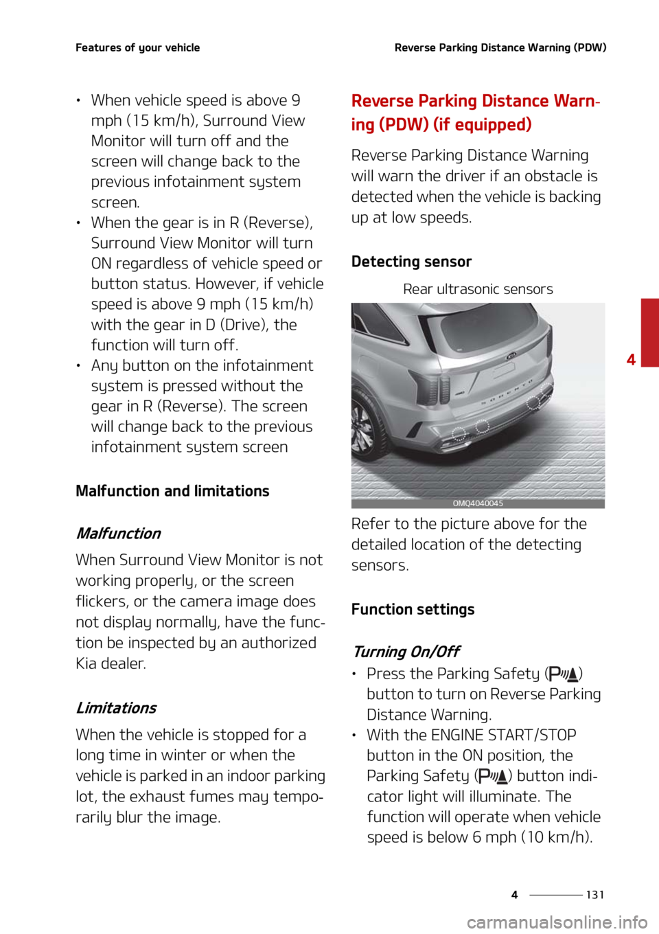 KIA SORENTO 2021  Owners Manual ���
�
�
��F�B�U�V�S�F�T��P�G��Z�P�V�S��W�F�I�J�D�M�F�3�F�W�F�S�T�F��1�B�S�L�J�O�H��%�J�T�U�B�O�D�F��8�B�S�O�J�O�H��	�1�%�8�

LÜ�8�I�F�O��W�F�I�J�D�M�F��T�Q�F�F�E��J�T��B�C�P�W�F���
