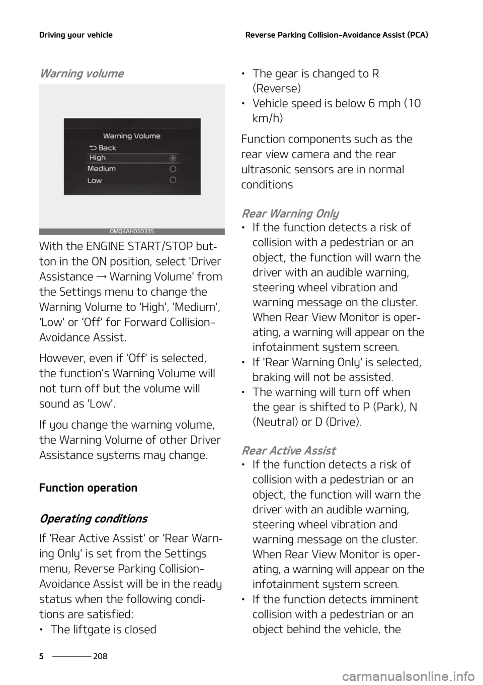 KIA SORENTO 2021  Owners Manual �%�S�J�W�J�O�H��Z�P�V�S��W�F�I�J�D�M�F
���
�
�3�F�W�F�S�T�F��1�B�S�L�J�O�H��$�P�M�M�J�T�J�P�O��"�W�P�J�E�B�O�D�F��"�T�T�J�T�U��	�1�$�"�

�8�B�S�O�J�O�H��W�P�M�V�N�F
�8�J�U�I��U�I�F��&�/�