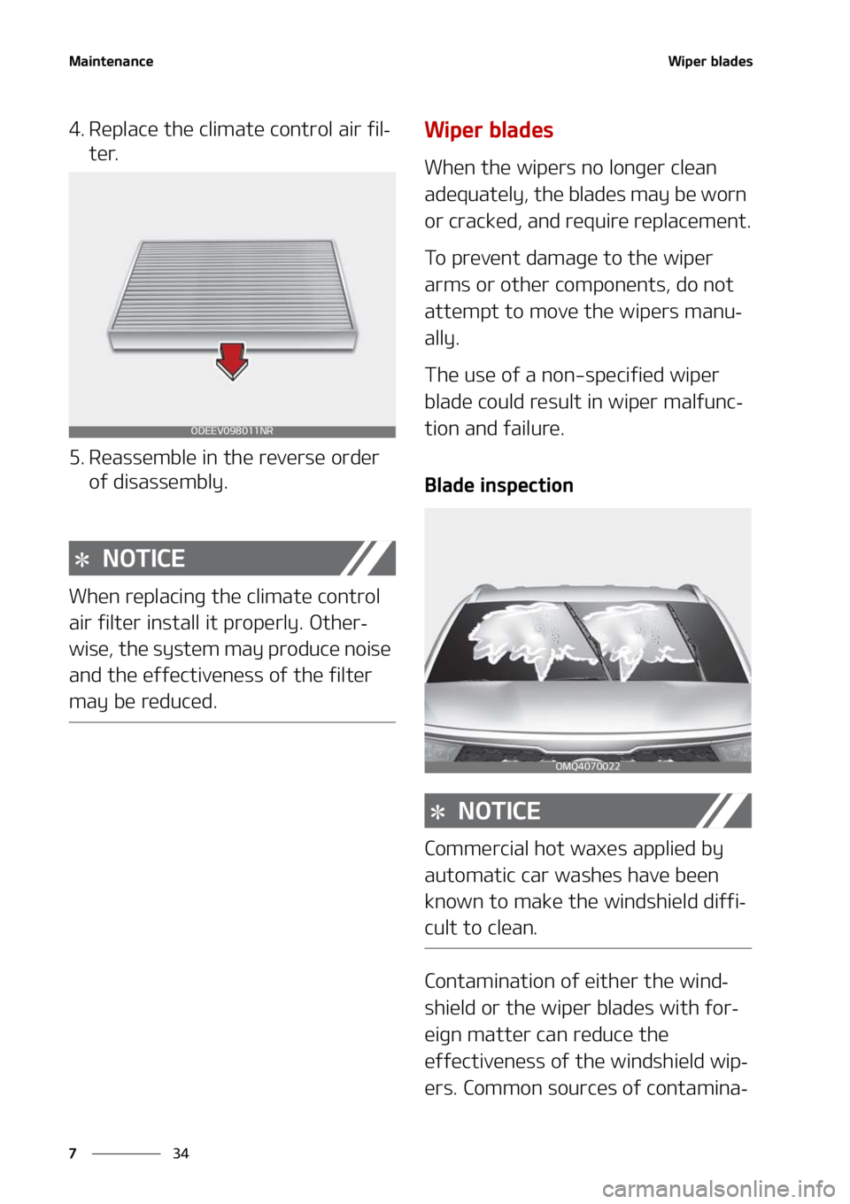 KIA SORENTO 2021  Owners Manual �.�B�J�O�U�F�O�B�O�D�F
��
�
�8�J�Q�F�S��C�M�B�E�F�T
�� �3�F�Q�M�B�D�F��U�I�F��D�M�J�N�B�U�F��D�P�O�U�S�P�M��B�J�S��G�J�M-
�U�F�S�
�� �3�F�B�T�T�F�N�C�M�F��J�O��U�I�F��S�F�W�F�S�T�F��