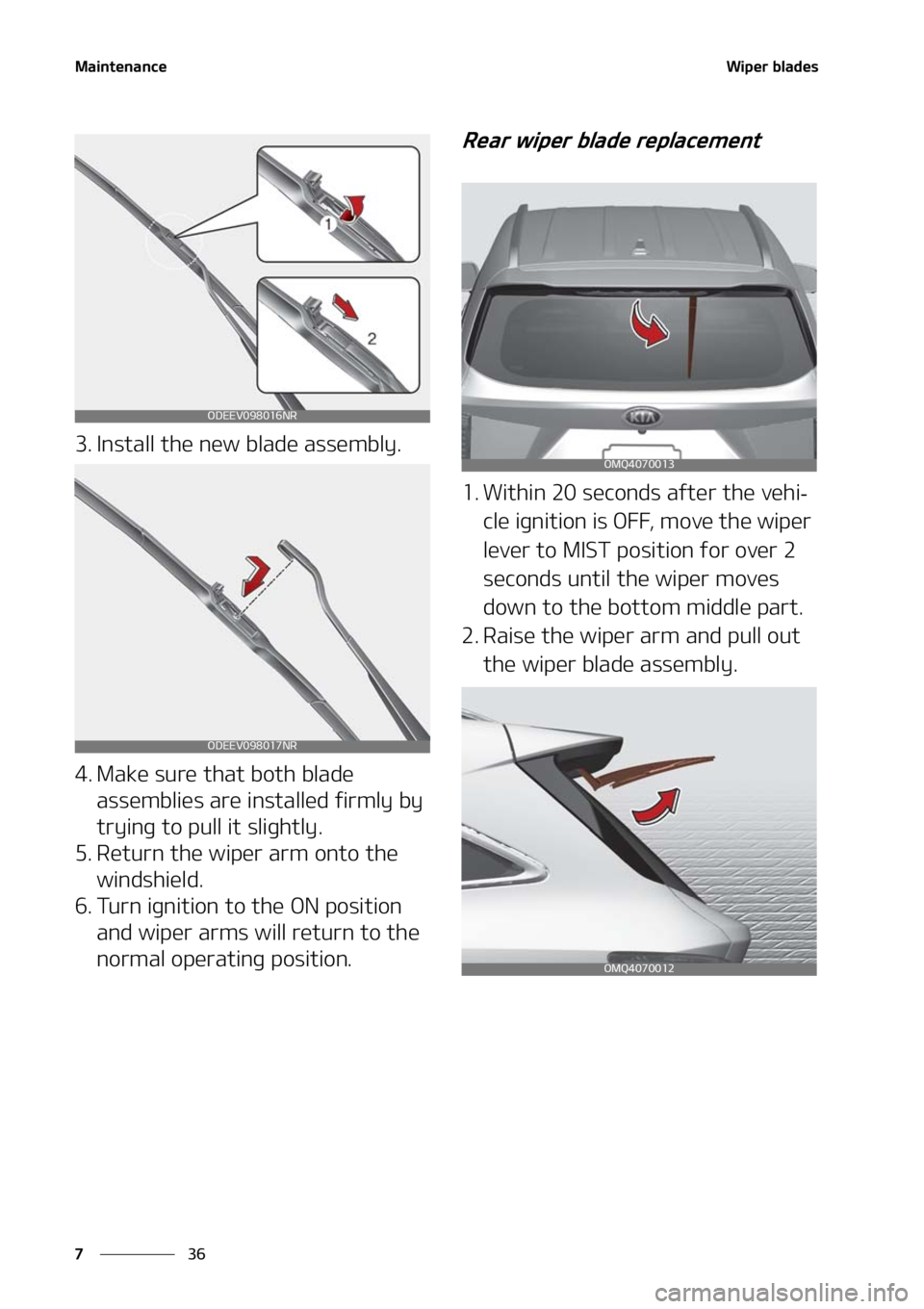 KIA SORENTO 2021  Owners Manual �.�B�J�O�U�F�O�B�O�D�F
��
�
�8�J�Q�F�S��C�M�B�E�F�T
�� �*�O�T�U�B�M�M��U�I�F��O�F�X��C�M�B�E�F��B�T�T�F�N�C�M�Z�
�� �.�B�L�F��T�V�S�F��U�I�B�U��C�P�U�I��C�M�B�E�F�
�B�T�T�F�N�C�M�J�F