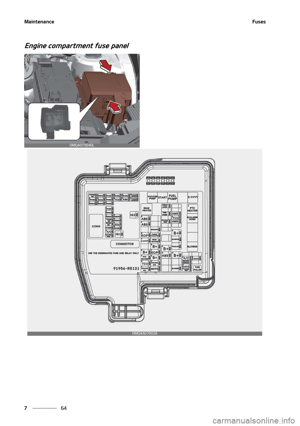 KIA SORENTO 2021  Owners Manual �.�B�J�O�U�F�O�B�O�D�F
��
�
��V�T�F�T
�&�O�H�J�O�F��D�P�N�Q�B�S�U�N�F�O�U��G�V�T�F��Q�B�O�F�M
�0�.�2��������-
�0�.�2��"������ 